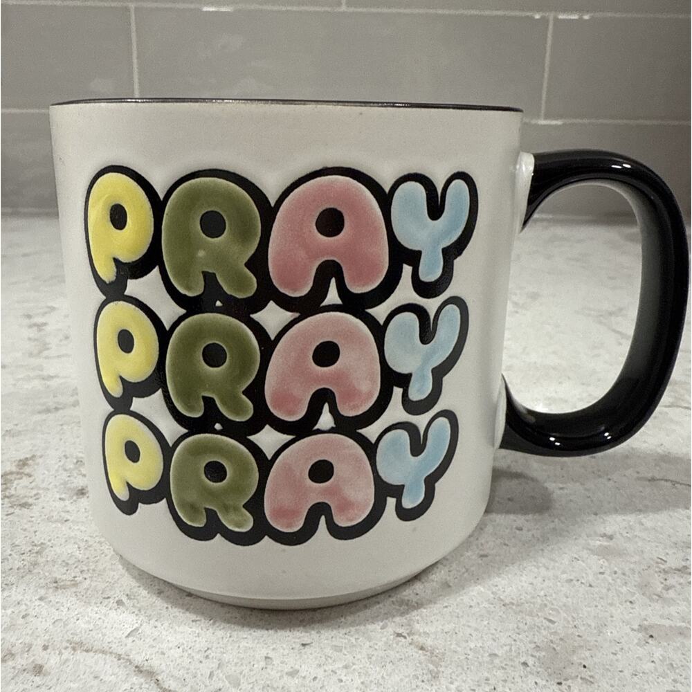 PRAY 18oz Hand Painted Mug JOLLY JAVA RELIGIOUS Faith Easter Spectrum Designz
